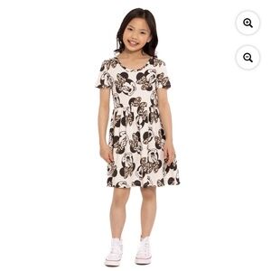 Minnie Mouse Girls Cream Printed Dress Size Large (10-12) NWT